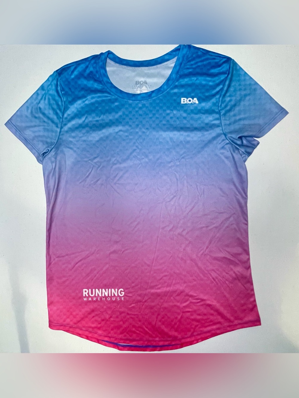 BOA Ombre Gradient Running Tee - Blue to Pink - Large
